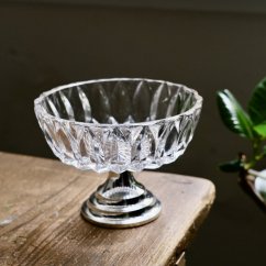 Křišťálová mísa na postříbřené nožce 15 x 11 сm