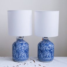 Keramická modrobílá stolní lampa 37 cm