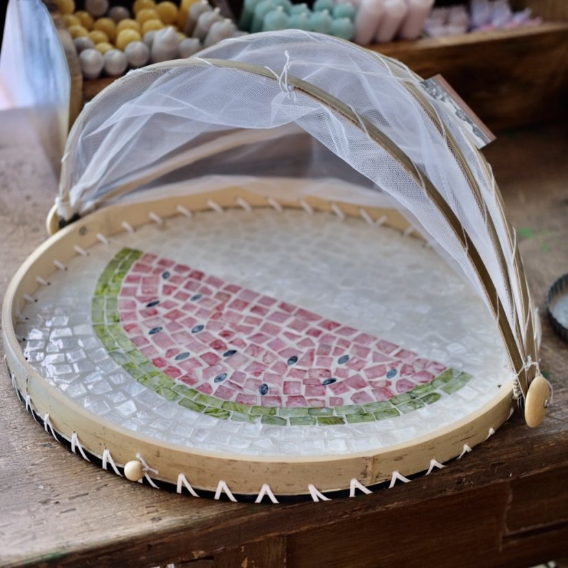 Bambusový tác na zahradu s víkem 40 cm