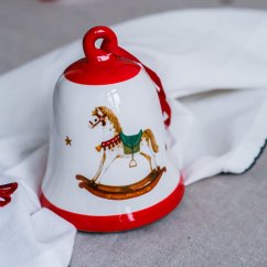 Závěsná vánoční dekorace zvoneček 11x8 cm