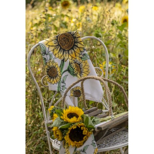 Kulatá bavlněná utěrka se slunečnicemi Sunny Sunflowers