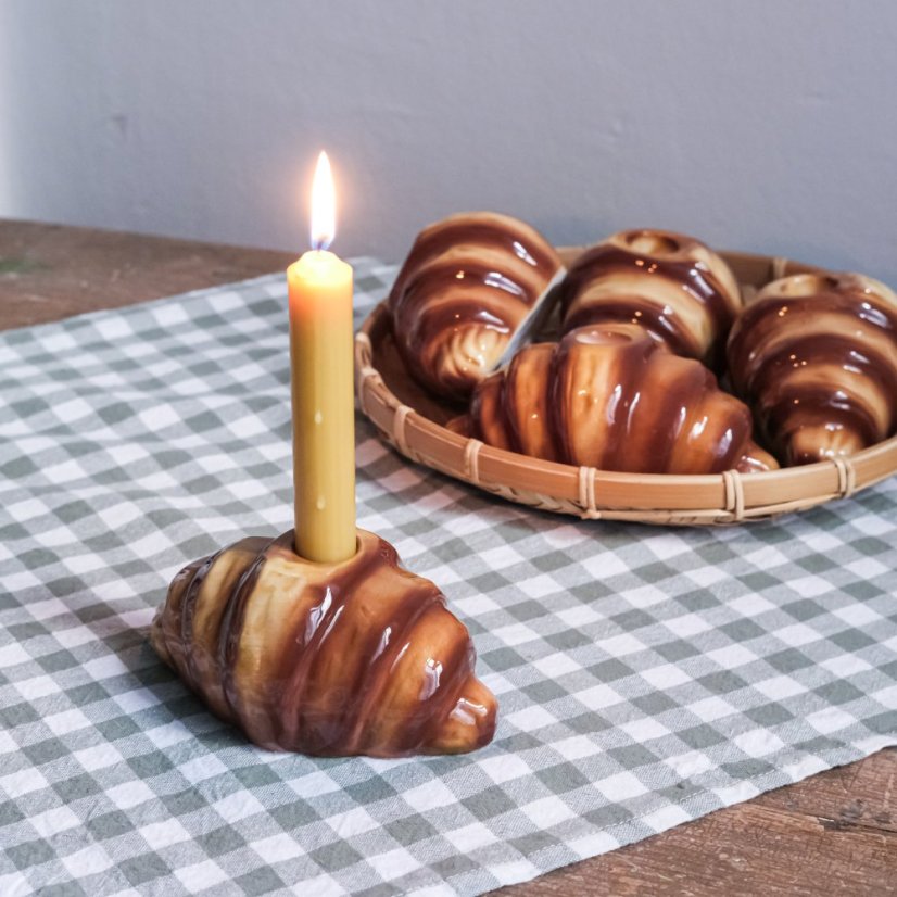 Keramický svícen croissant 14x6 cm