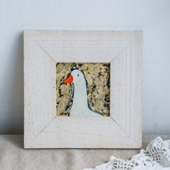 Malovaný obrázek s dekorační fólií v dřevěném rámečku 22,5x22,5 cm