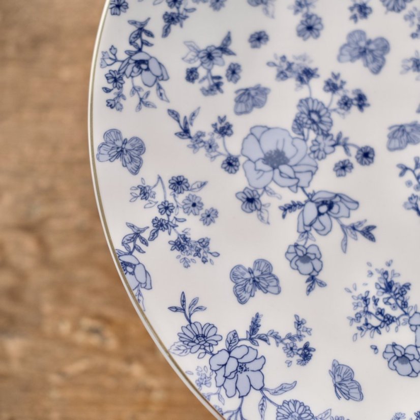 Porcelánový stojan na dort bílomodrý