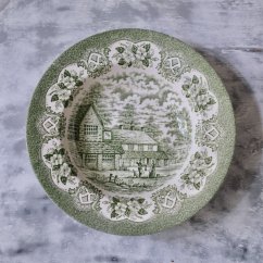 Hluboký zelený talíř 22 cm Staffordshire England