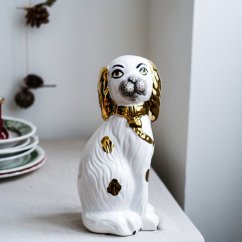 Bílý keramický dekorační pejsek 31 cm