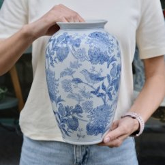 Keramická modrobílá váza 28 cm