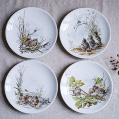 Porcelánové závěsné talířky s ptáčky Bavaria Germany 20 cm