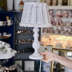Stolní lampa dřevěná bílá 41 cm