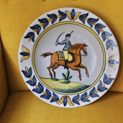 Velký vintage keramický závěsný talíř koník -  Spain 33 cm