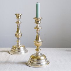 Postříbřený větší svícen 30x14 cm