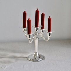 Postříbřený svícen se skleněnými podtácky 21,5cm