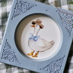 Malovaný obrázek v dřevěném rámečku 15x15 cm