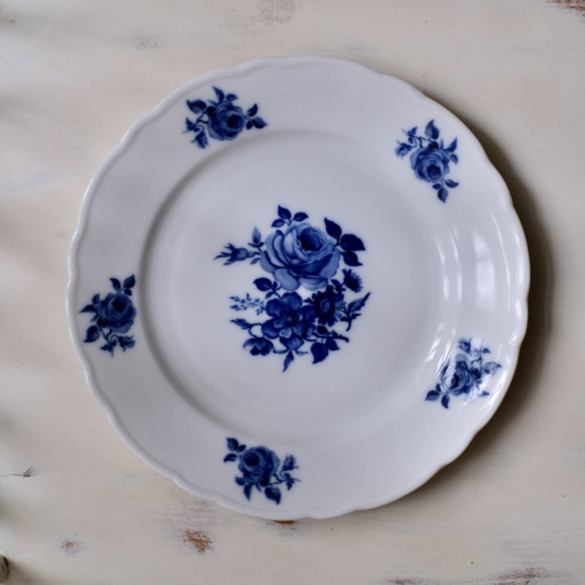 Tálíř s modrými růžemi 20 cm Germany