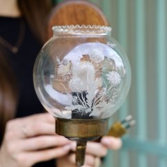 Dřevěná nástěnná lampa s dekoračním sklem 24 cm