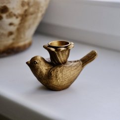 Zlatý svícen ptáček 11x7 cm