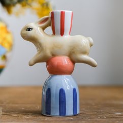 Barevný keramický svícen se zajíčkem 11,5cm x 15cm