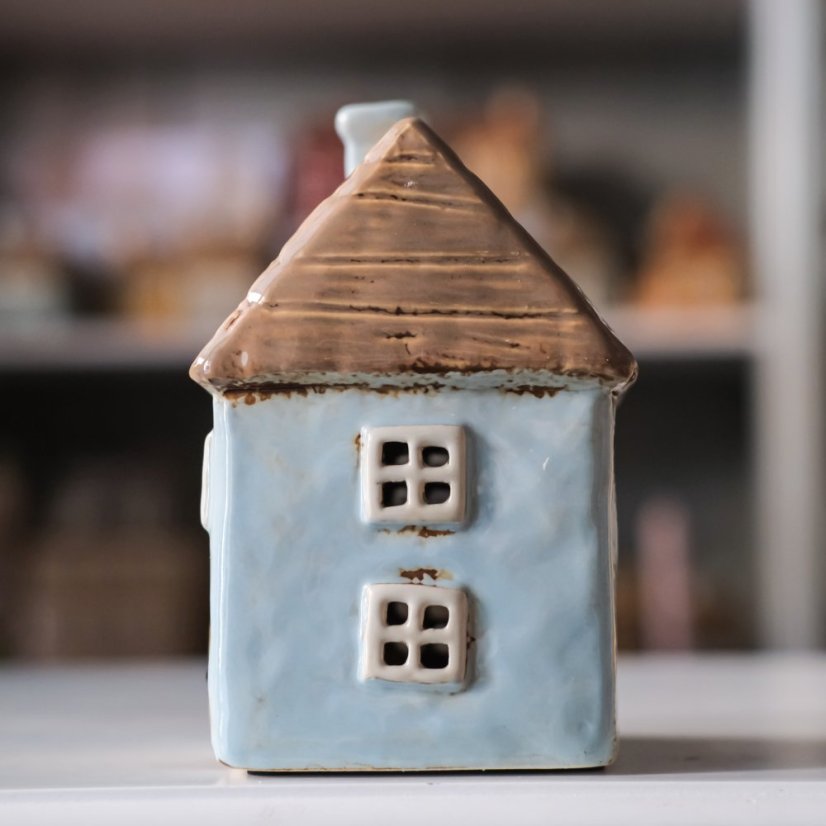 Keramické domečky na svíčku/světýlka 14x10x9 cm