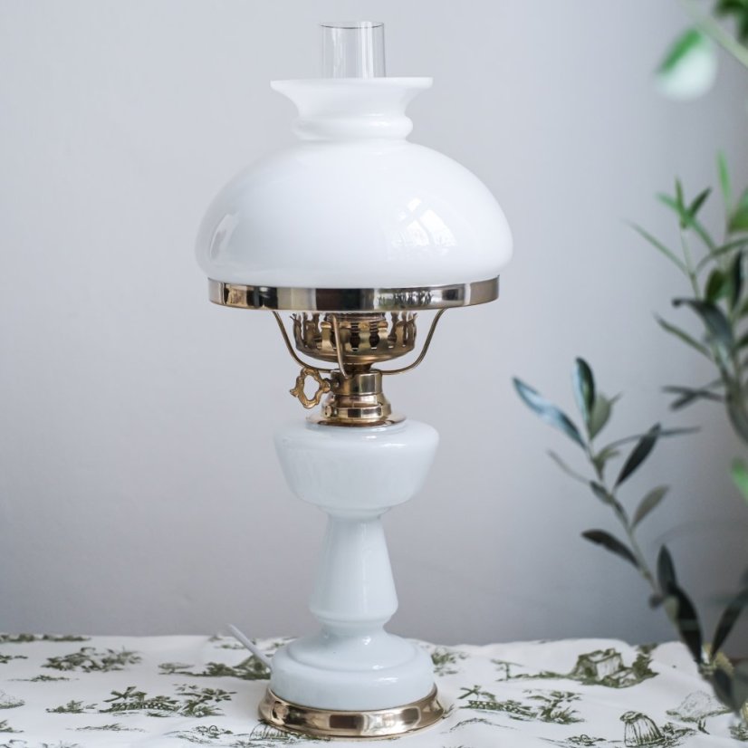 Vintage  lampa sklo/mosaz   46cm