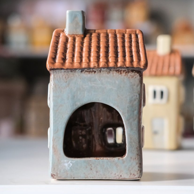 Keramické domečky na svíčku/světýlka 15x9x6 cm