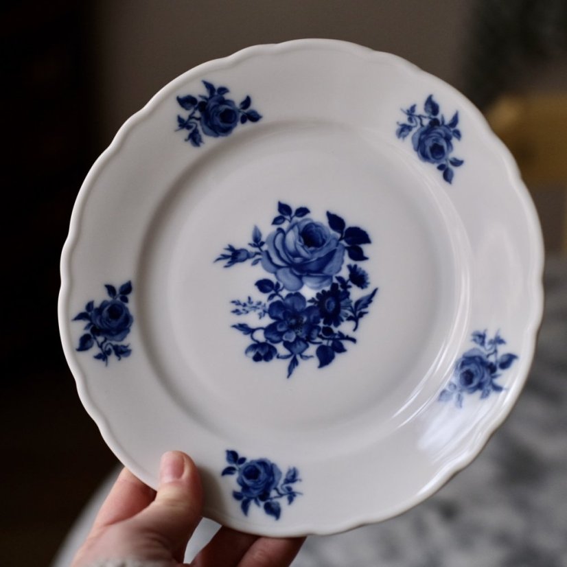Tálíř s modrými růžemi 20 cm Germany