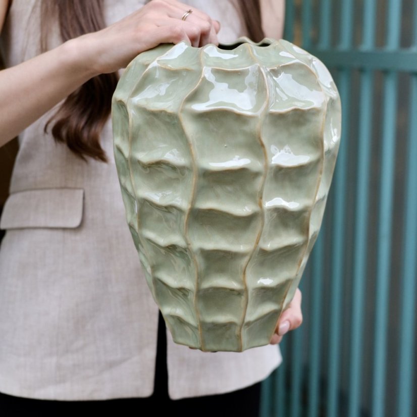 Dekorační zelená keramická váza 31 cm