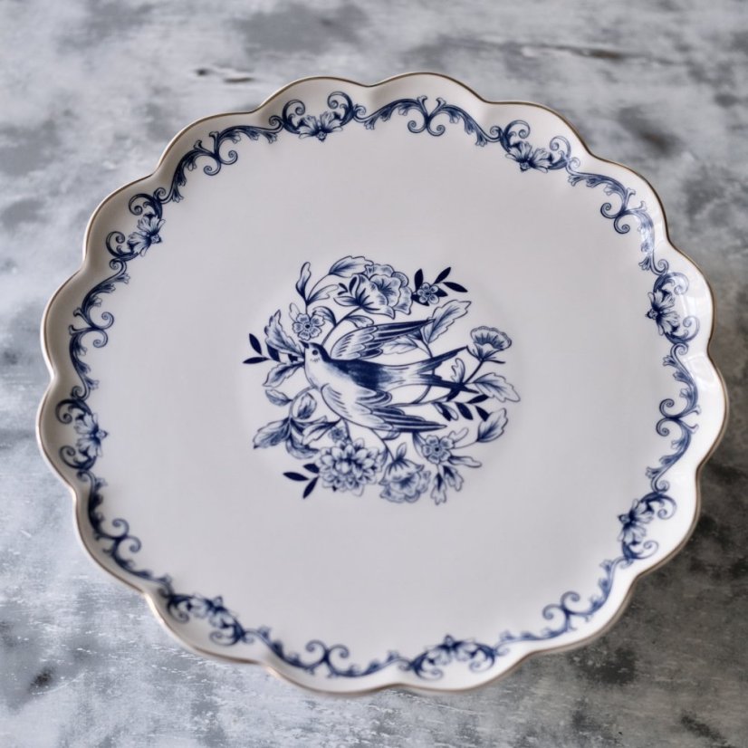 Porcelánový stojan na dort bílomodrý