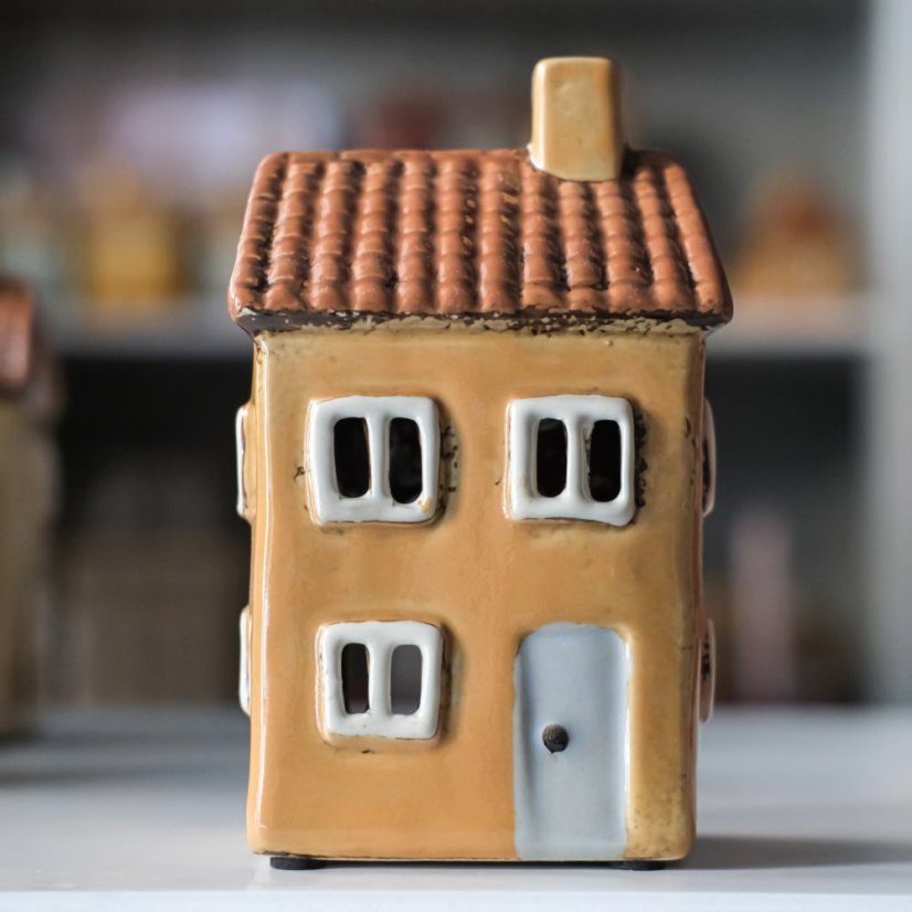 Keramické domečky na svíčku/světýlka 15x9x6 cm