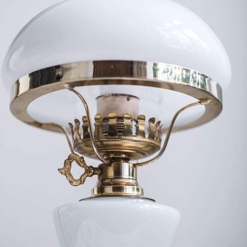 Vintage  lampa sklo/mosaz   46cm