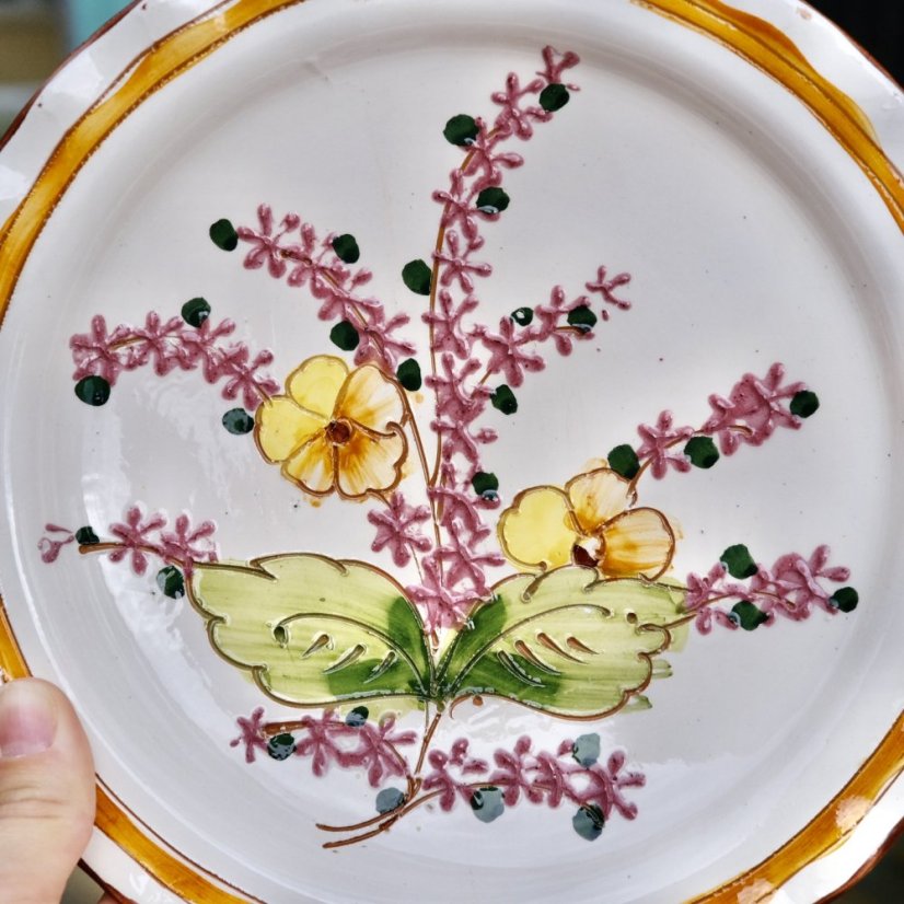 Keramický závěsný talíř kytičky 21,5 cm