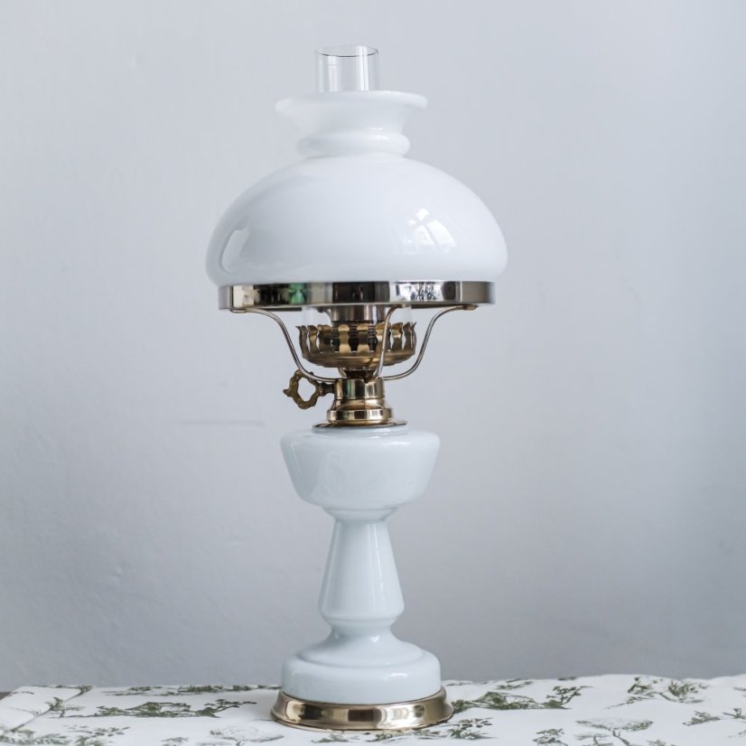 Vintage  lampa sklo/mosaz   46cm