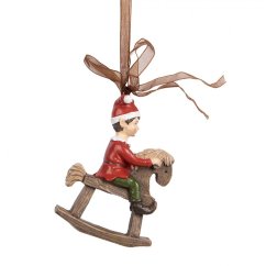 Závěsná ozdoba chlapeček na koníku 7 cm