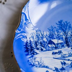 Porcelánový závěsný talíř se zimním motivem 20 cm Japan