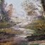 Olejový obraz podzimní krajina v dřevěném rámečku 39 x 49 cm