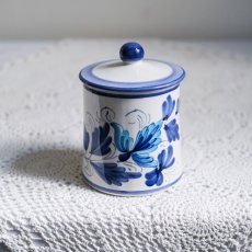 Keramická ručně malovaná dóza s víkem 15 cm