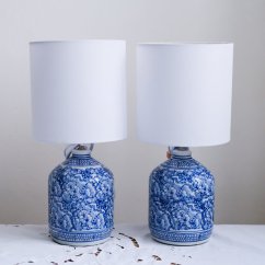 Keramická modrobílá stolní lampa 37 cm