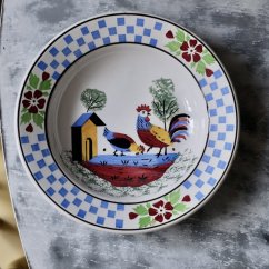Závěsný keramický tálíř 20 cm Kohout a slepice