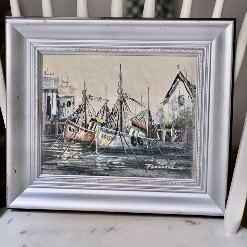 Ručně malovaný obraz v rámu 30 x 35 cm
