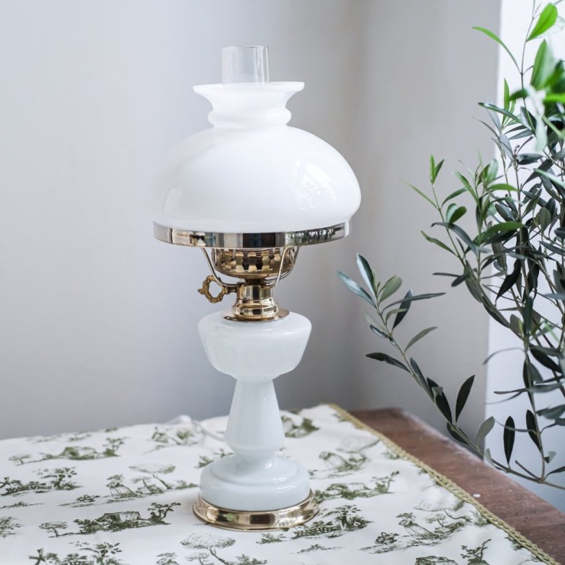 Vintage  lampa sklo/mosaz   46cm