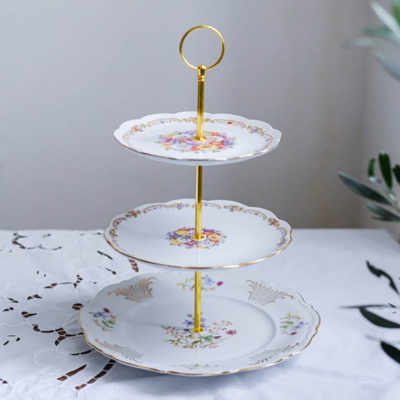 Porcelánový třípatrový etažér 25/19/16 cm