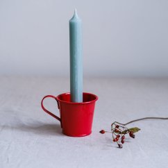 Plechový svícen ve tvaru hrnku 6x7 cm