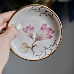 Mini talířek s květinou a zlatými kraji Bavaria 10,5cm x 10,5cm