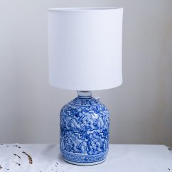 Keramická modrobílá stolní lampa 37 cm