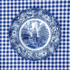 Anglický talíř 25cm bílo modrý