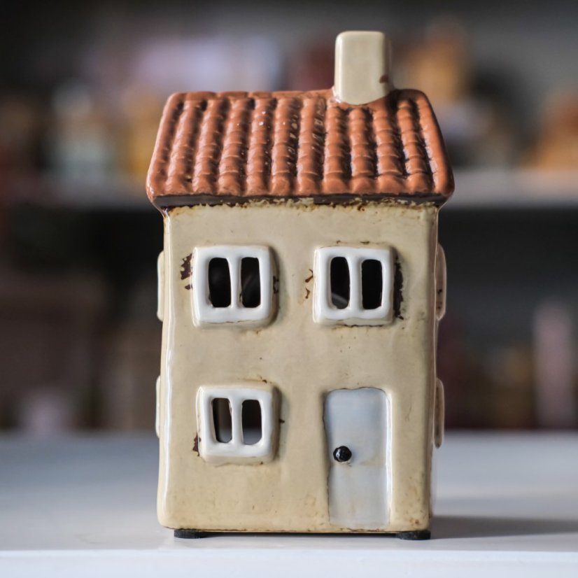 Keramické domečky na svíčku/světýlka 15x9x6 cm