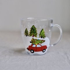 Skleněný hrnek s vánočním obrázkem
