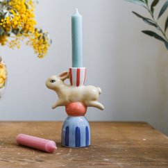 Barevný keramický svícen se zajíčkem 11,5cm x 15cm