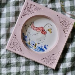 Malovaný obrázek v dřevěném rámečku 15x15 cm