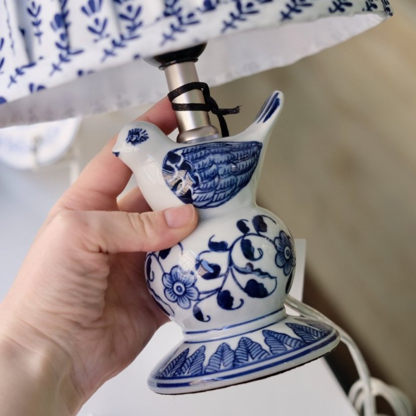 Stolní lampa keramická bílomodrá 32 cm