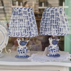 Stolní lampa keramická bílomodrá 32 cm